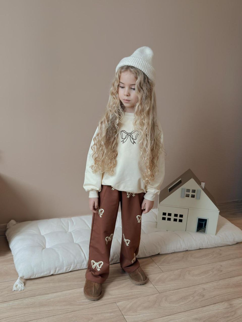 Fiyonk Desenli Kız Çocuk Takım