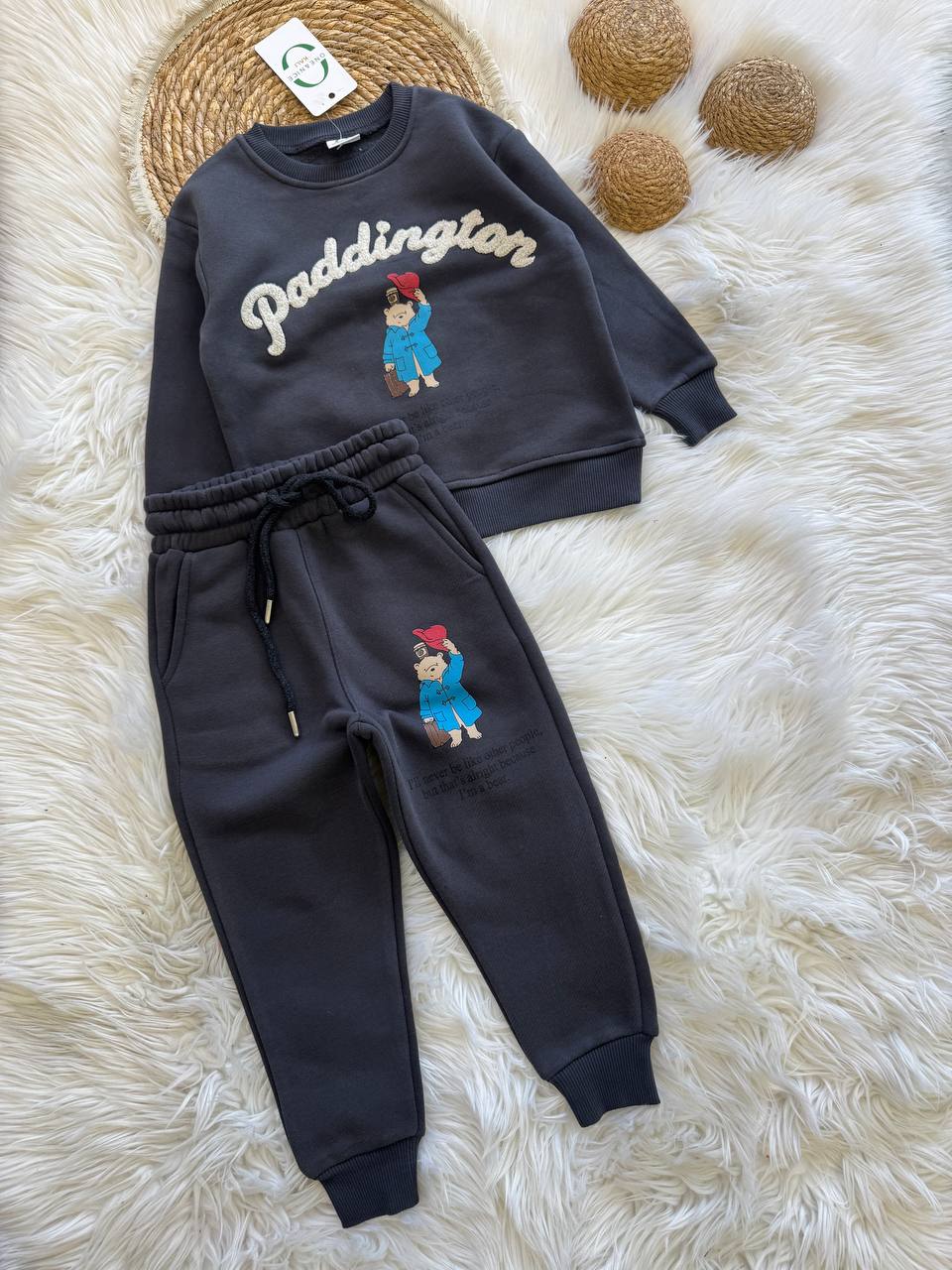 Paddington Baskılı Füme Çocuk Eşofman Takımı