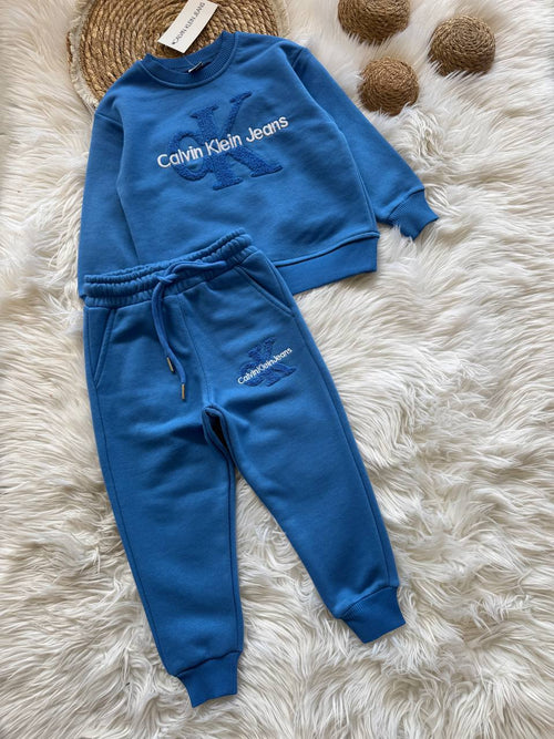 CK Nakış Detaylı Mavi Erkek Çocuk Takım
