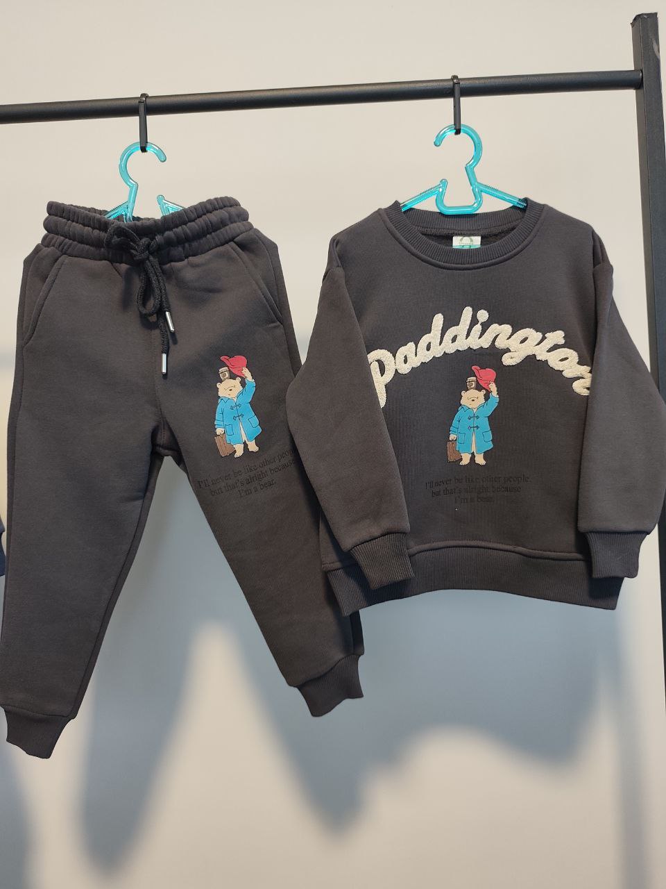 Paddington Baskılı Füme Çocuk Eşofman Takımı